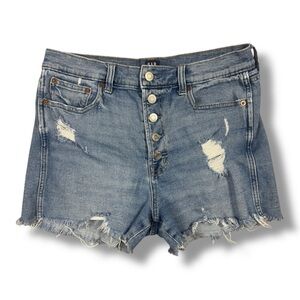 Gap Classic Distressed Denim Shorts - Light Blue